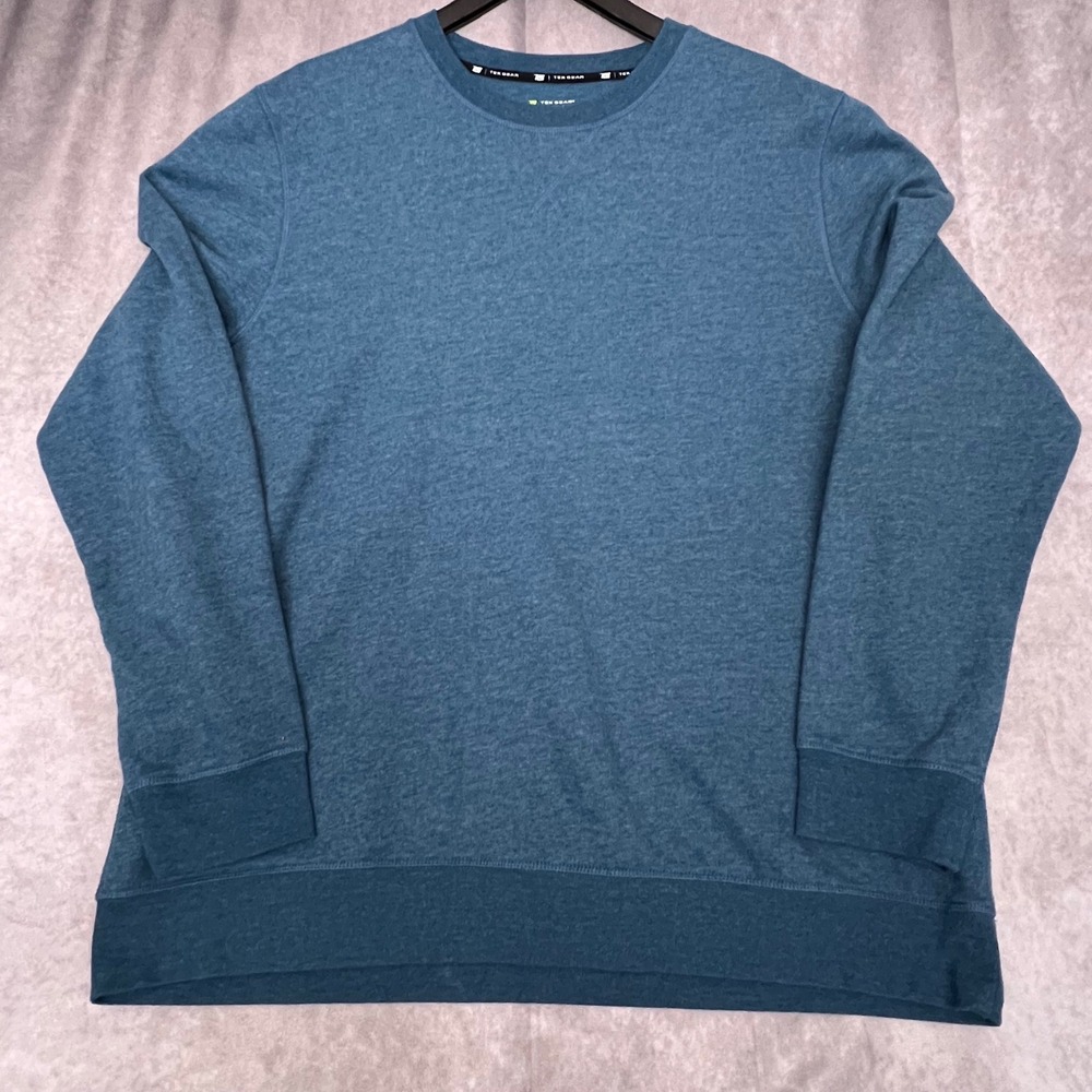 Tek Gear Sweatshirt Mens XXL Teal Blue Excellent Heathered Crewneck Pullover